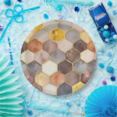 Glam Honey Comb Blush Champagne Abstract Papieren Bordje (Feest)