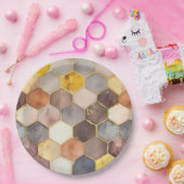 Glam Honey Comb Blush Champagne Abstract Papieren Bordje (Feest)