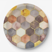 Glam Honey Comb Blush Champagne Abstract Papieren Bordje (Voorkant)