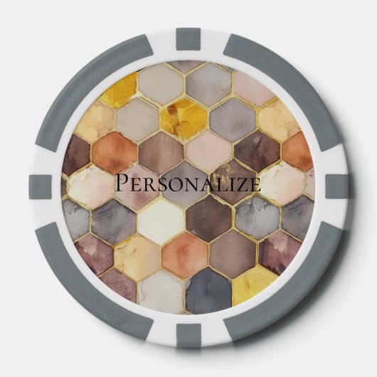 Glam Honey Comb Blush Champagne Abstract Poker Chips (Voorkant)