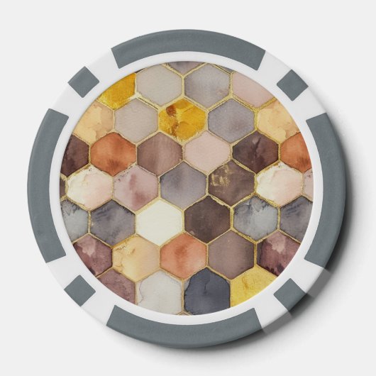 Glam Honey Comb Blush Champagne Abstract Poker Chips (Achterkant)