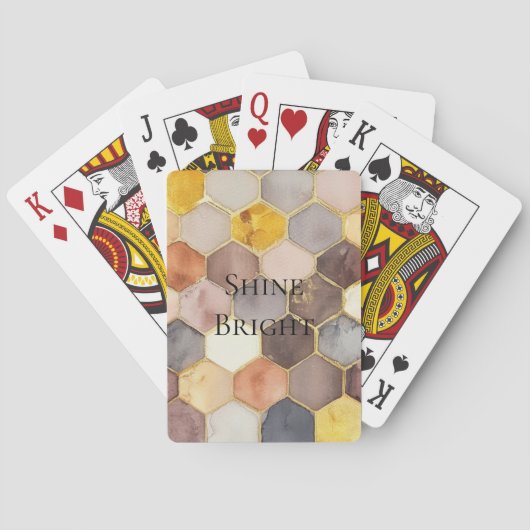 Glam Honey Comb Blush Champagne Abstract Pokerkaarten (Achterkant)