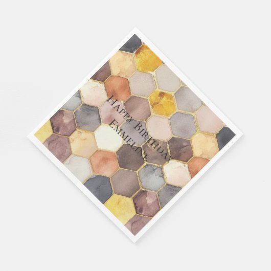 Glam Honey Comb Blush Champagne Abstract Servet (Hoek)