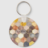 Glam Honey Comb Blush Champagne Abstract Sleutelhanger (Voorkant)