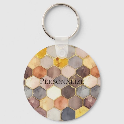 Glam Honey Comb Blush Champagne Abstract Sleutelhanger (Voorkant)