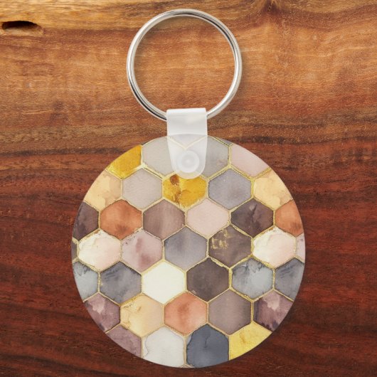 Glam Honey Comb Blush Champagne Abstract Sleutelhanger (Achterkant)