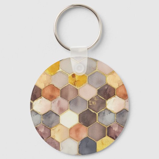 Glam Honey Comb Blush Champagne Abstract Sleutelhanger (Achterkant)