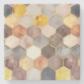 Glam Honey Comb Blush Champagne Abstract Stenen Onderzetter (Voorkant)