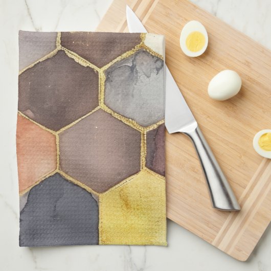 Glam Honey Comb Blush Champagne Abstract Theedoek (Quarter Fold)