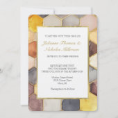 Glam Honey Comb Blush Champagne Abstracte bruiloft Kaart (Voorkant)