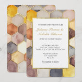 Glam Honey Comb Blush Champagne Abstracte bruiloft Kaart (Voorkant / Achterkant)