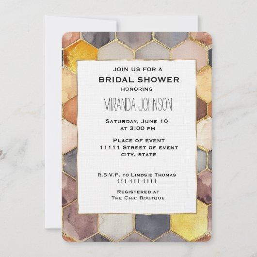 Glam Honey Comb Blush Champagne Vrijgezellenfeest Kaart (Voorkant)