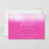Glam Hot Pink Bat Mitzvah RSVP Kaartje (Voorkant)