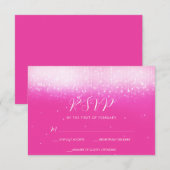 Glam Hot Pink Bat Mitzvah RSVP Kaartje (Voorkant / Achterkant)