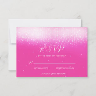 Glam Hot Pink Bat Mitzvah RSVP Kaartje