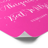 Glam Hot Pink Bat Mitzvah Welcome Sign Poster (Hoek)