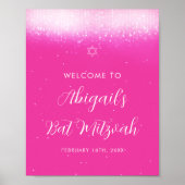 Glam Hot Pink Bat Mitzvah Welcome Sign Poster (Voorkant)