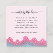 Glam Hot Pink Glitter Drips Nagels Manicure Salon Vierkante Visitekaartje (Achterkant)