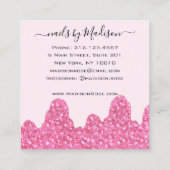 Glam Hot Pink Glitter Drips Nagels Manicure Salon Vierkante Visitekaartje (Achterkant)
