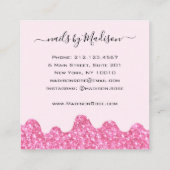 Glam Hot Pink Glitter Drips Nagels Manicure Salon Vierkante Visitekaartje (Achterkant)