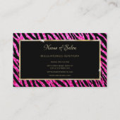 Glam Hot Pink Glitter Zebra Print en Goud Lijst Visitekaartje (Achterkant)