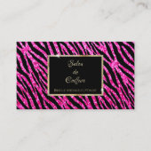 Glam Hot Pink Glitter Zebra Print en Goud Lijst Visitekaartje (Voorkant)