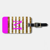 Glam/Hot Pink Gold-sequins/op maat gemaakt Bagagelabel (Voorkant horizontaal)