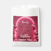 Glam Hot Pink Rose Gold Balloons 21st Birthday Bedankzakje (Voorkant)