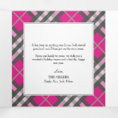 Glam Hot Pink Tartan Plaid Kerstmis Drieluik Wenskaart (Binnenkant midden)
