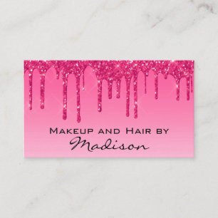 Glam Hot Roze Glitterdruppels Make-up Artiest Visitekaartje