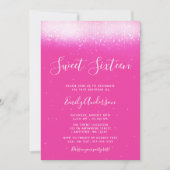 Glam Hot Roze Sweet 16 Kaart (Voorkant)