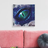 Glam Ink Gothic Blue Medieval Dragon Canvas Afdruk (Insitu (Woonkamer))