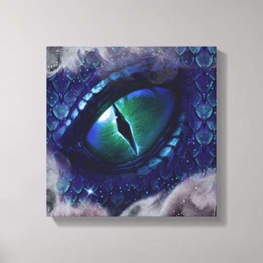 Glam Ink Gothic Blue Medieval Dragon Canvas Afdruk (Voorkant)