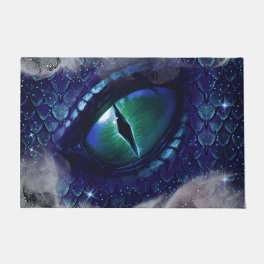 Glam Ink Gothic Blue Medieval Dragon Deurmat (Voorkant)