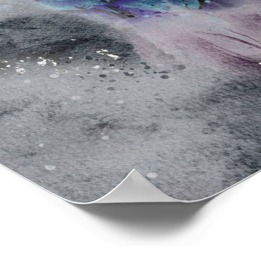 Glam Ink Gothic Blue Medieval Dragon Poster (Hoek)