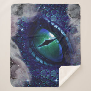 Glam Ink Gothic Blue Medieval Dragon Sherpa Deken