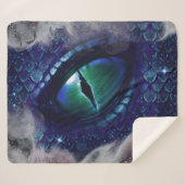 Glam Ink Gothic Blue Medieval Dragon Sherpa Deken (Voorkant (horizontaal))