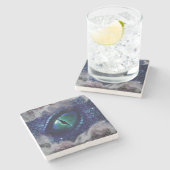 Glam Ink Gothic Blue Medieval Dragon Stenen Onderzetter (Zijkant)