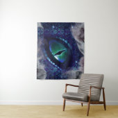 Glam Ink Gothic Blue Medieval Dragon Wandkleed (In situ)