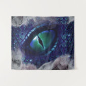 Glam Ink Gothic Blue Medieval Dragon Wandkleed (Voorkant (horizontaal))