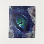 Glam Ink Gothic Blue Medieval Dragon Wandkleed (Voorkant)