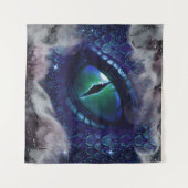 Glam Ink Gothic Blue Medieval Dragon Wandkleed (Voorkant (horizontaal))