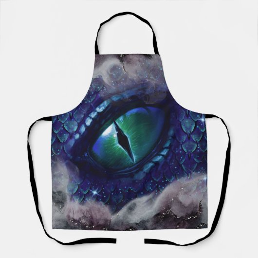Glam Ink Gotische Blau Middeleeuwse Draak Schort (Voorkant)