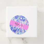 Glam Iridescent Blue Mermaid Scales Name Monogram Bedankjes Labels (In situ)