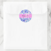 Glam Iridescent Blue Mermaid Scales Name Monogram Ronde Sticker (Tas)
