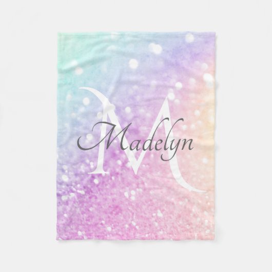 Glam Iridescent Glitter Persoonlijk Kleurrijk Fleece Deken (Voorkant)