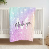Glam Iridescent Glitter Persoonlijk Kleurrijk Fleece Deken