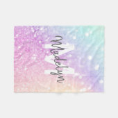 Glam Iridescent Glitter Persoonlijk Kleurrijk Fleece Deken (Voorkant (Horizontaal))