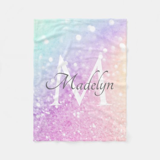 Glam Iridescent Glitter Persoonlijk Kleurrijk Fleece Deken (Voorkant)