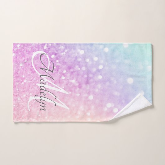 Glam Iridescent Glitter Persoonlijk Kleurrijk Handdoek (Handdoek)